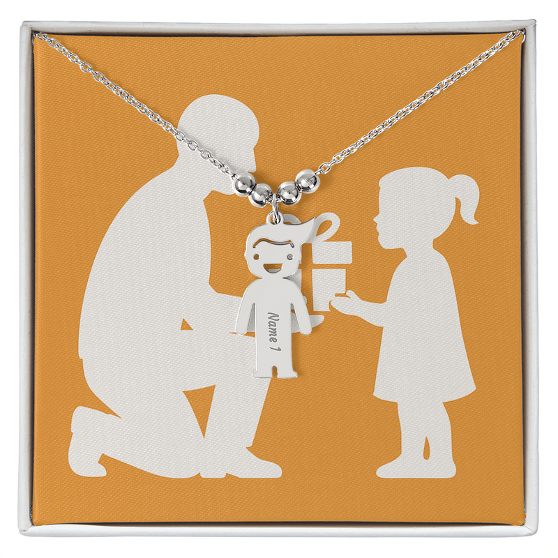 Engraved Kids Charm Necklace Personalized Family Jewelry - 1 Charm / Polished Stainless Steel / Standard Box - Jewelry