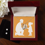 Forever Love Necklace & Earring Gift Set - 14k White Gold Finish / Luxury Box - Jewelry