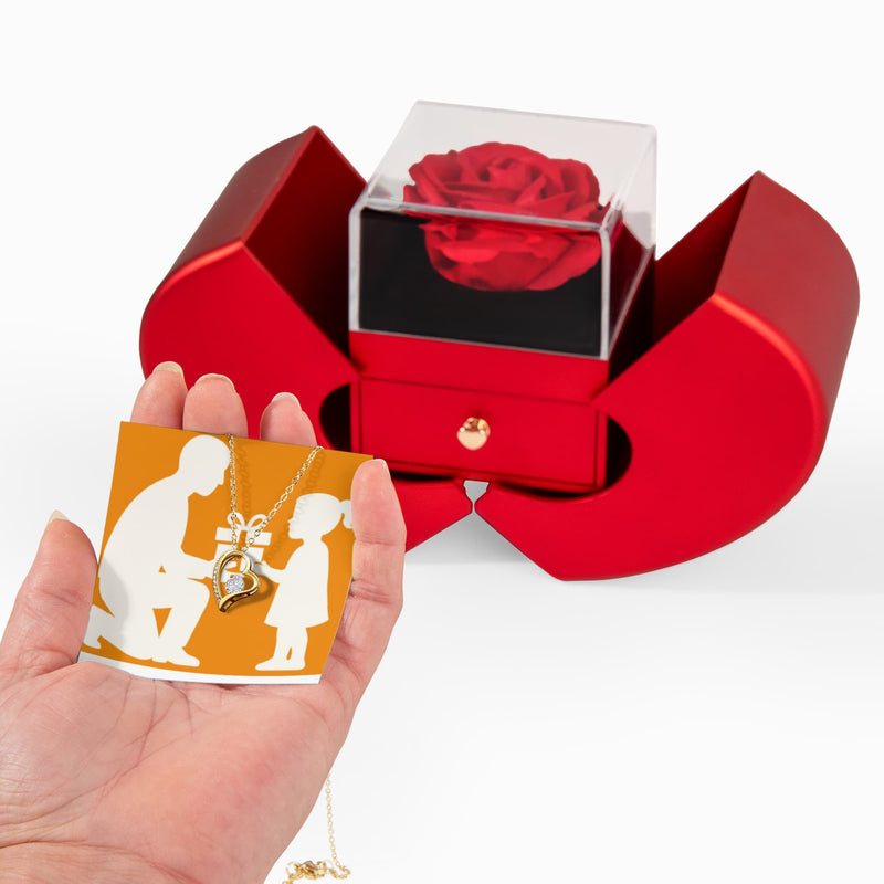 Forever Love Necklace & Eternal Rose Heart Box Gift Set - Jewelry