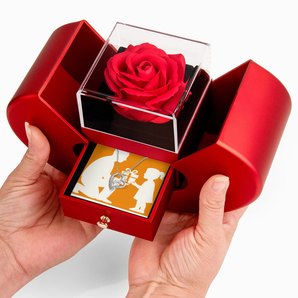 Forever Love Necklace & Eternal Rose Heart Box Gift Set - Jewelry