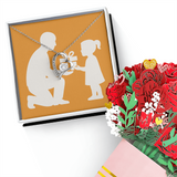 Forever Love Necklace Gift Set with Sweetest Devotion Bouquet - White Gold Finish / Standard Box - Jewelry