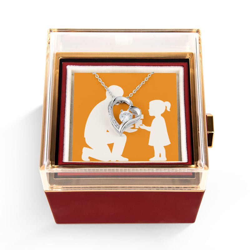 Forever Love Necklace in Luxury Rose Keepsake Box - White Gold Finish - Jewelry