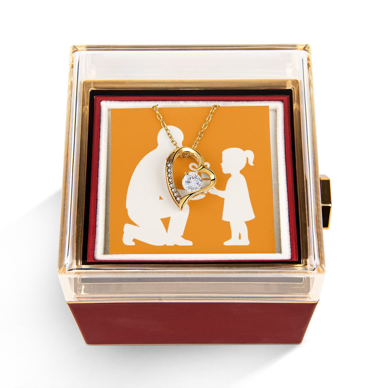 Forever Love Necklace with Preserved Rose Reveal Box - 18K Yellow Gold Finish - Jewelry