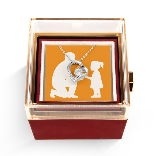 Forever Love Necklace with Preserved Rose Reveal Box - White Gold Finish - Jewelry