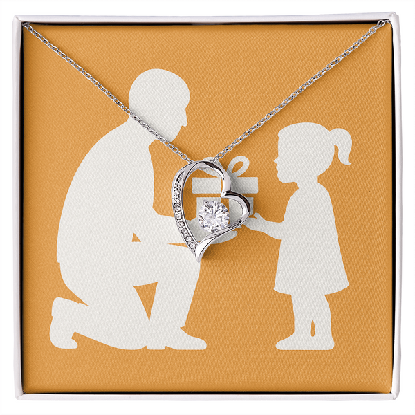 Forever Love Necklace with Sparkling Heart Pendant - 14k White Gold Finish / Standard Box - Jewelry