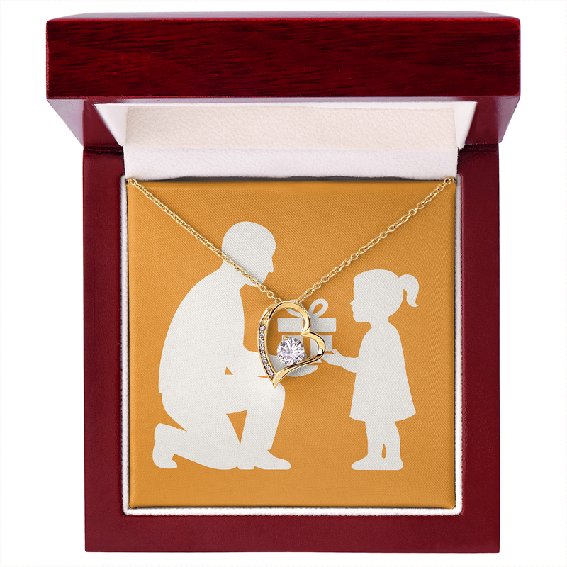 Forever Love Necklace with Sparkling Heart Pendant - 18k Yellow Gold Finish / Luxury Box - Jewelry