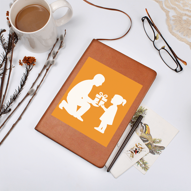 Graphic Leather Journal Vegan Notebook with Elastic Band - Graphic Journal - Accessory