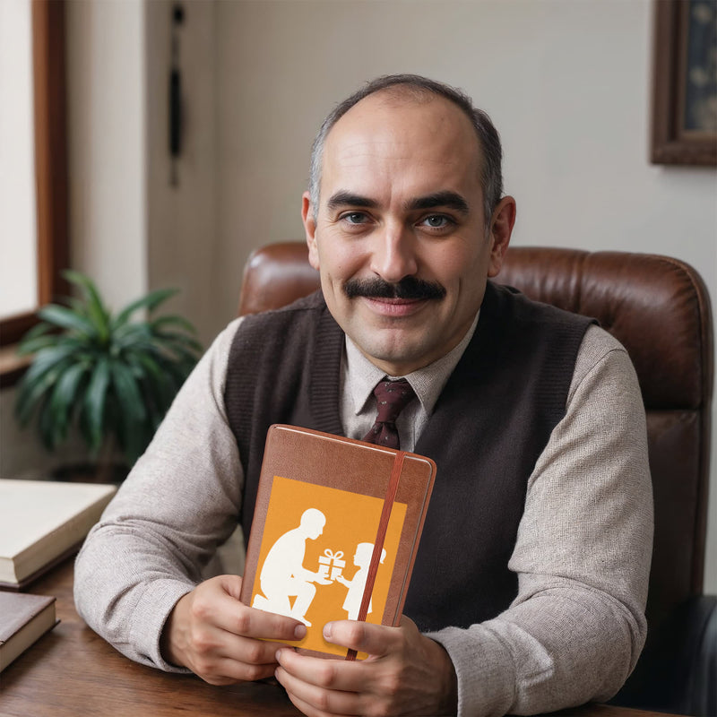 Graphic Leather Journal Vegan Notebook with Elastic Band - Graphic Journal - Accessory