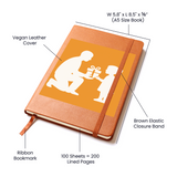 Graphic Leather Journal Vegan Notebook with Elastic Band - Graphic Journal - Accessory