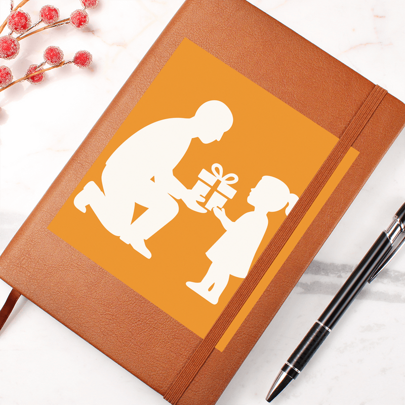 Graphic Leather Journal Vegan Notebook with Elastic Band - Graphic Journal - Accessory