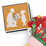 Heart-Shaped Forever Love Necklace with Faux Flower Bouquet - White Gold Finish / Standard Box - Jewelry