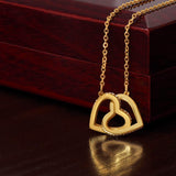 Interlocking Hearts Necklace - 18k Yellow Gold Finish / Luxury Box - Jewelry