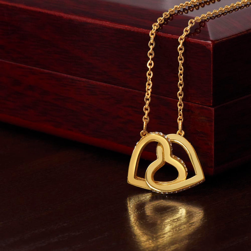 Interlocking Hearts Necklace - 18k Yellow Gold Finish / Luxury Box - Jewelry