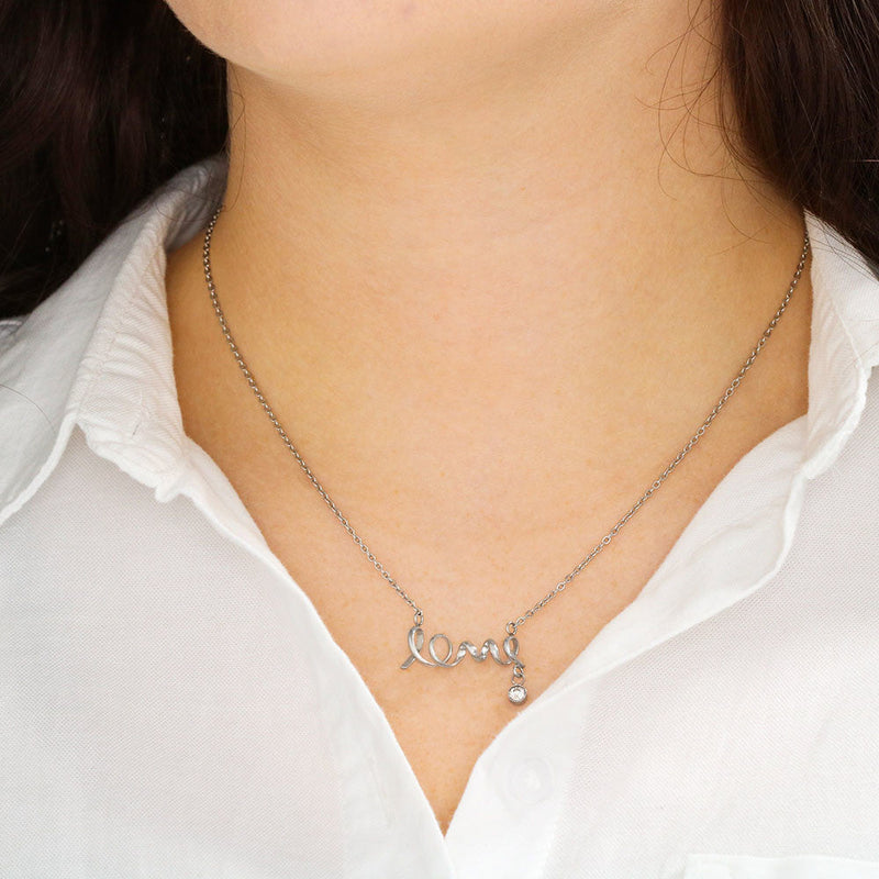 Love Cursive Necklace Dainty Romantic Jewelry - Jewelry