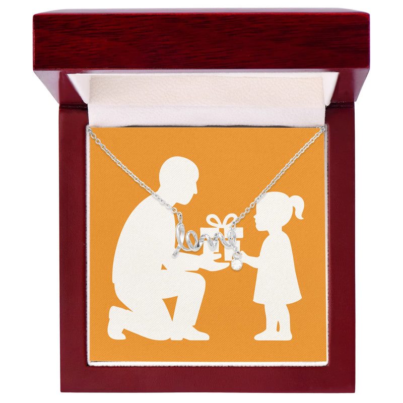 Love Cursive Necklace Dainty Romantic Jewelry - Polished Surgical Steel / Luxury Box - Jewelry