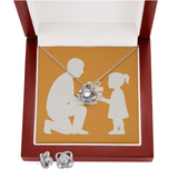 Love Knot Necklace & Earring Set Unbreakable Bond - Luxury Box w/LED - Jewelry