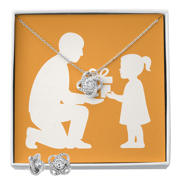 Love Knot Necklace & Earring Set Unbreakable Bond - Two Tone Box - Jewelry