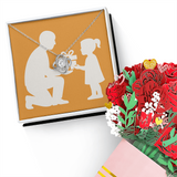 Love Knot Necklace & Sweetest Devotion Flower Gift - White Gold Finish / Standard Box - Jewelry