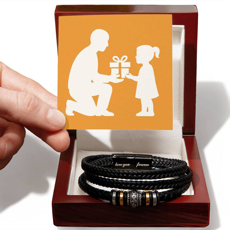 Men’s Love You Forever Engraved Bracelet - Luxury Box w/LED - Jewelry