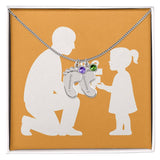 Personalized Baby Feet Birthstone Necklace for Moms & Grandmas - 2 Charms / Polished Stainless Steel / Standard Box