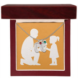 Personalized Baby Feet Birthstone Necklace for Moms & Grandmas - 2 Charms / Polished Stainless Steel / Luxury Box