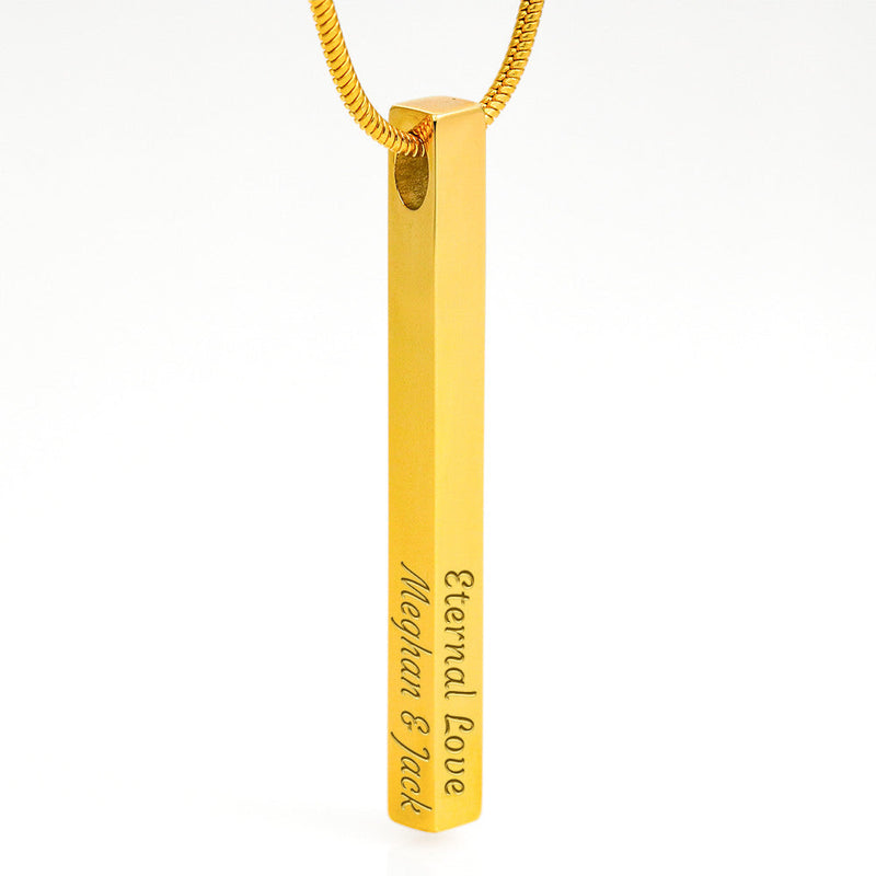 Personalized Engraved Four-Sided Stick Necklace - Jewelry