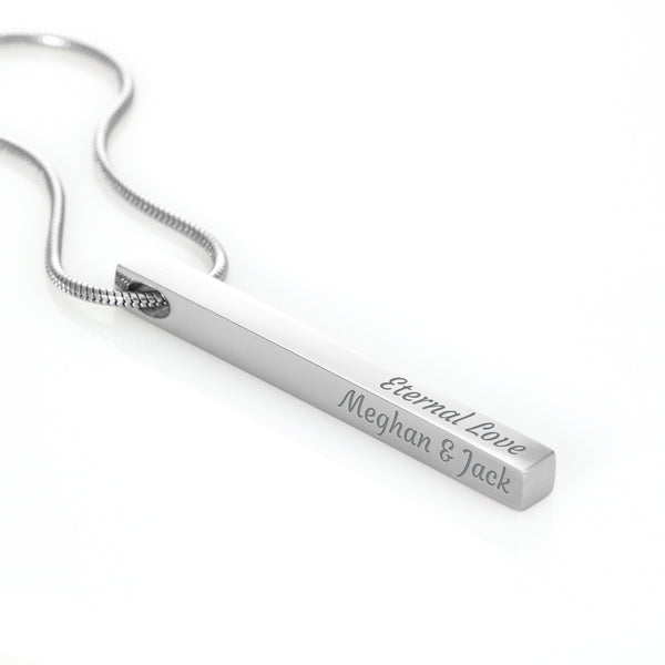 Personalized Engraved Four-Sided Stick Necklace - Jewelry