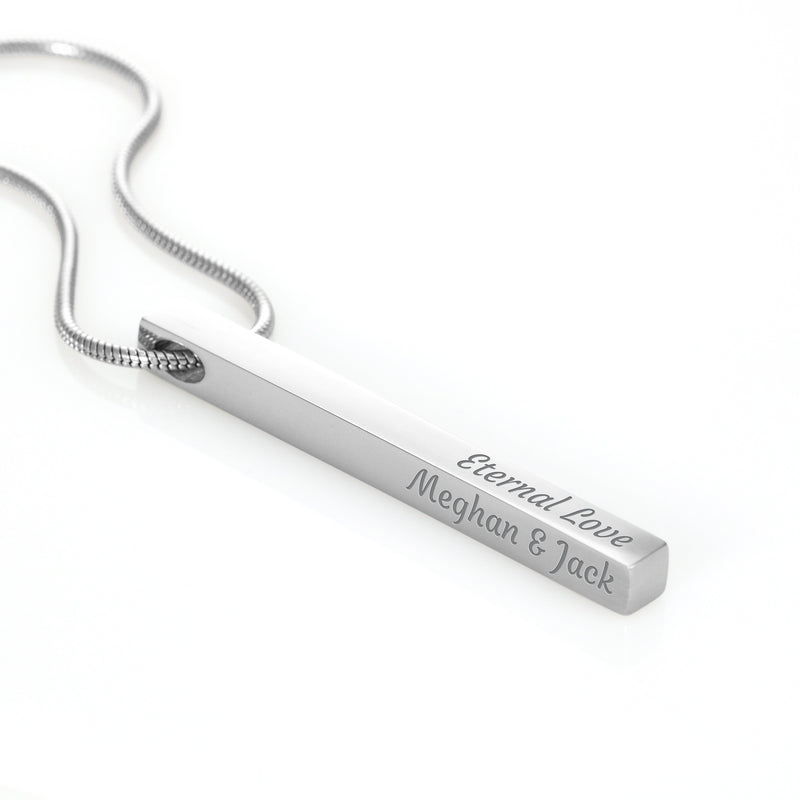 Personalized Engraved Four-Sided Stick Necklace - Jewelry