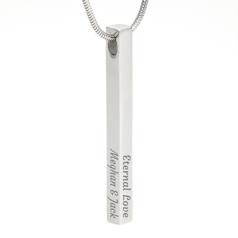 Personalized Engraved Four-Sided Stick Necklace - Jewelry