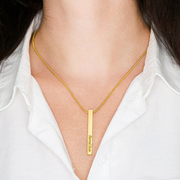 Personalized Engraved Four-Sided Stick Necklace - Jewelry