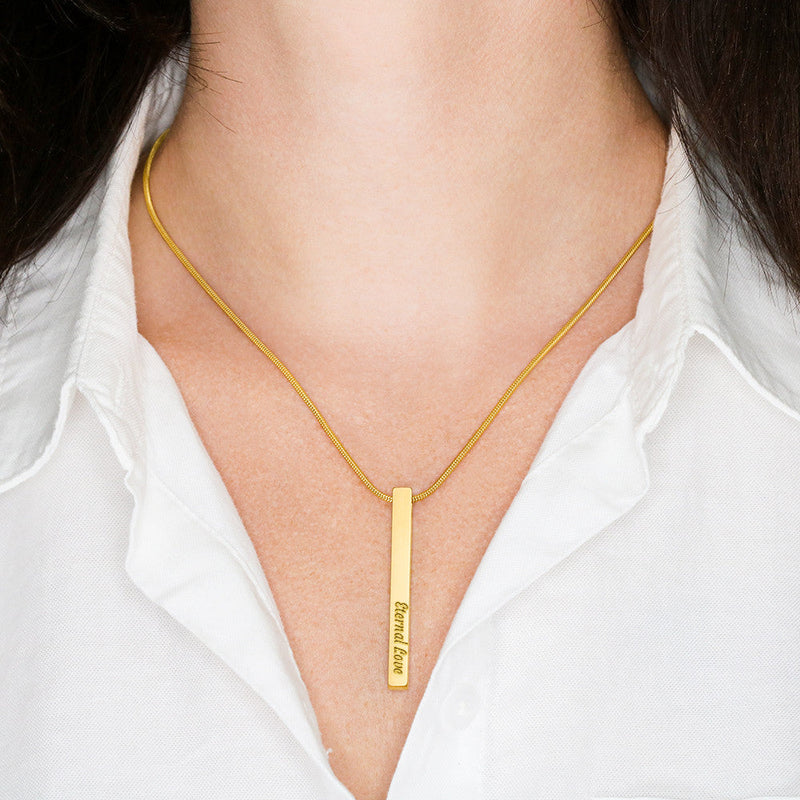 Personalized Engraved Four-Sided Stick Necklace - Jewelry