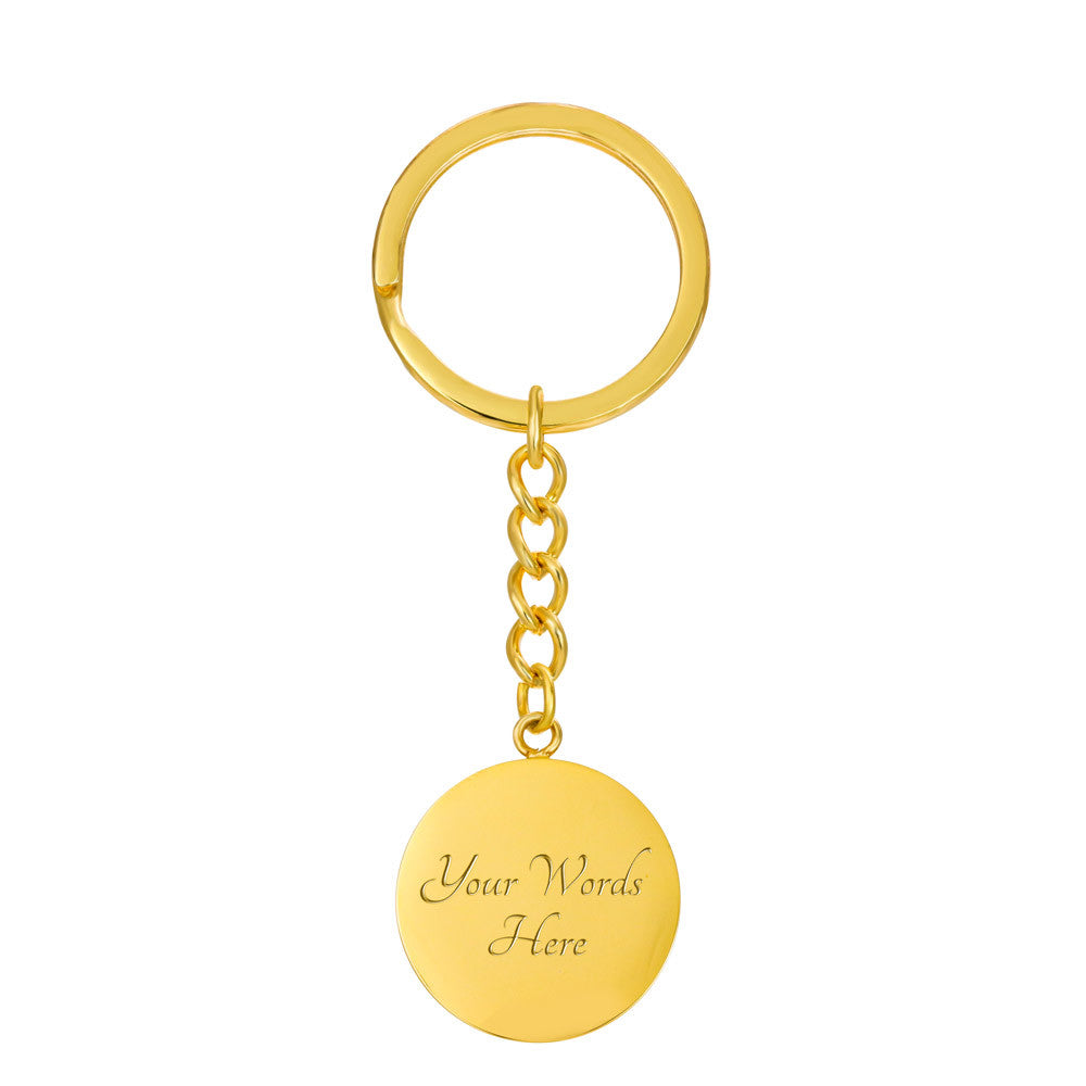 Personalized Graphic Circle Keychain Custom Engraved - Jewelry