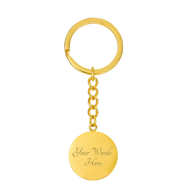 Personalized Graphic Circle Keychain Custom Engraved - Jewelry