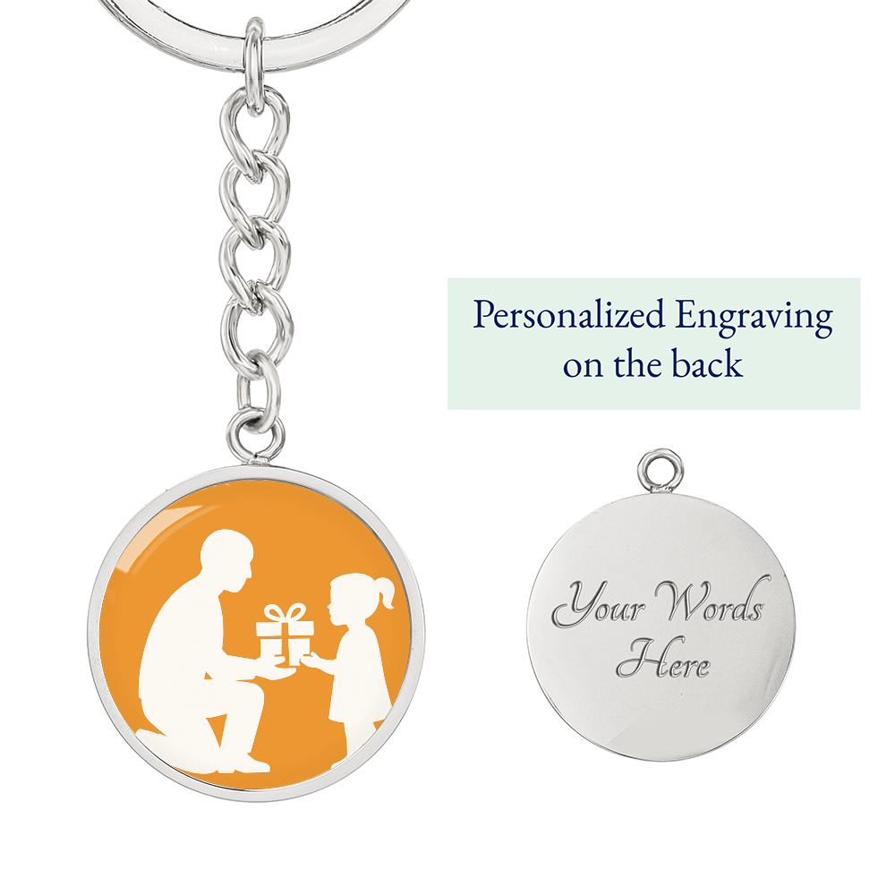 Personalized Graphic Circle Keychain Custom Engraved - Jewelry