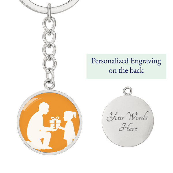 Personalized Graphic Circle Keychain Custom Engraved - Jewelry