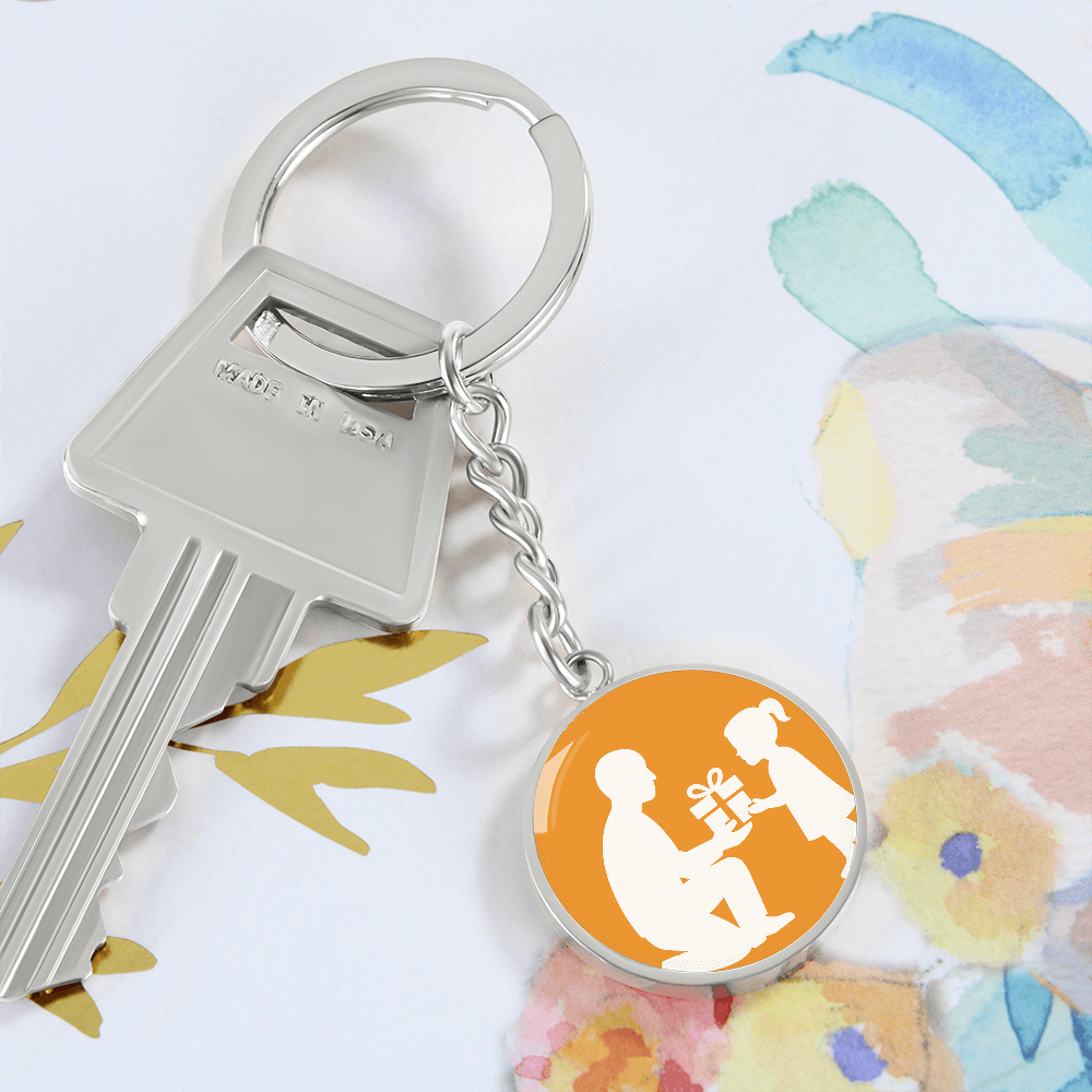 Personalized Graphic Circle Keychain Custom Engraved - Jewelry