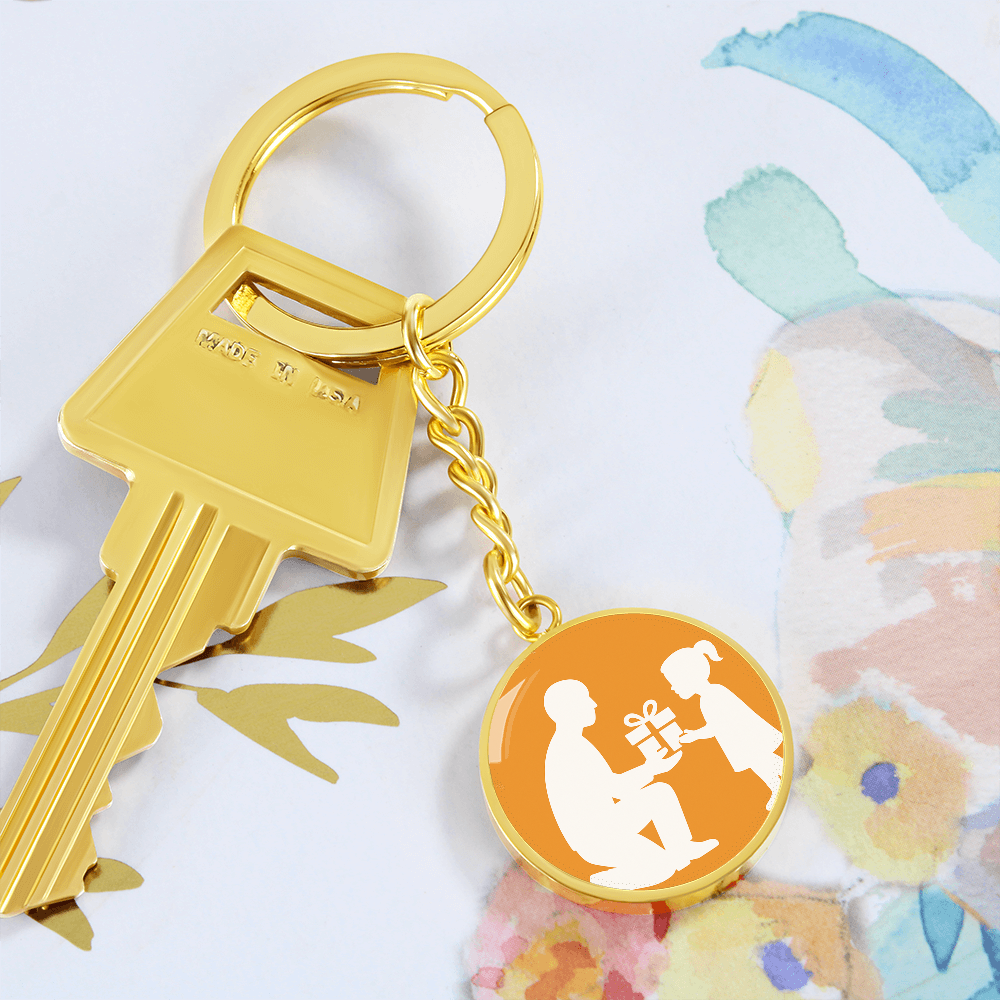 Personalized Graphic Circle Keychain Custom Engraved - Jewelry