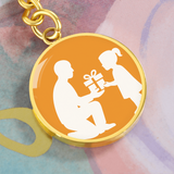 Personalized Graphic Circle Keychain Custom Engraved - Jewelry