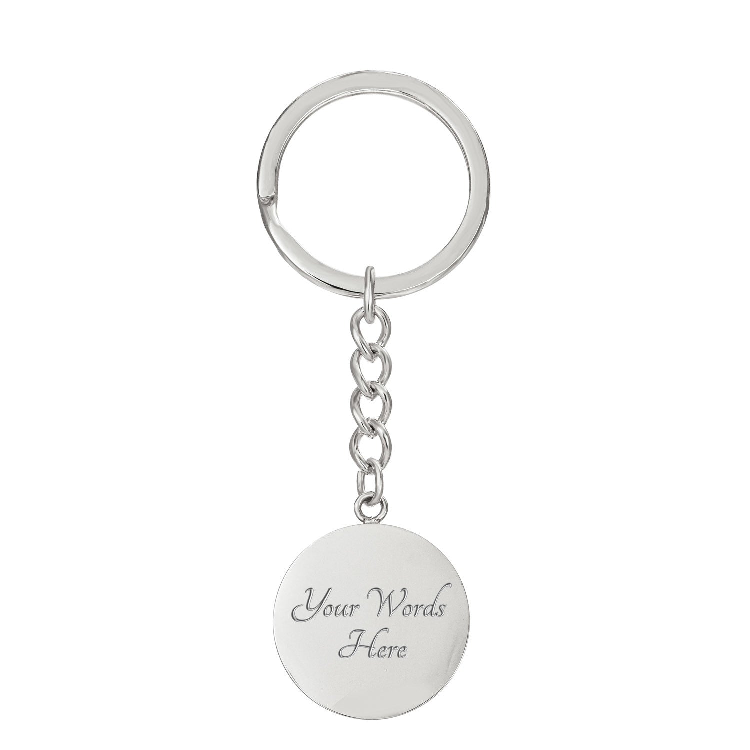 Personalized Graphic Circle Keychain Custom Engraved - Jewelry