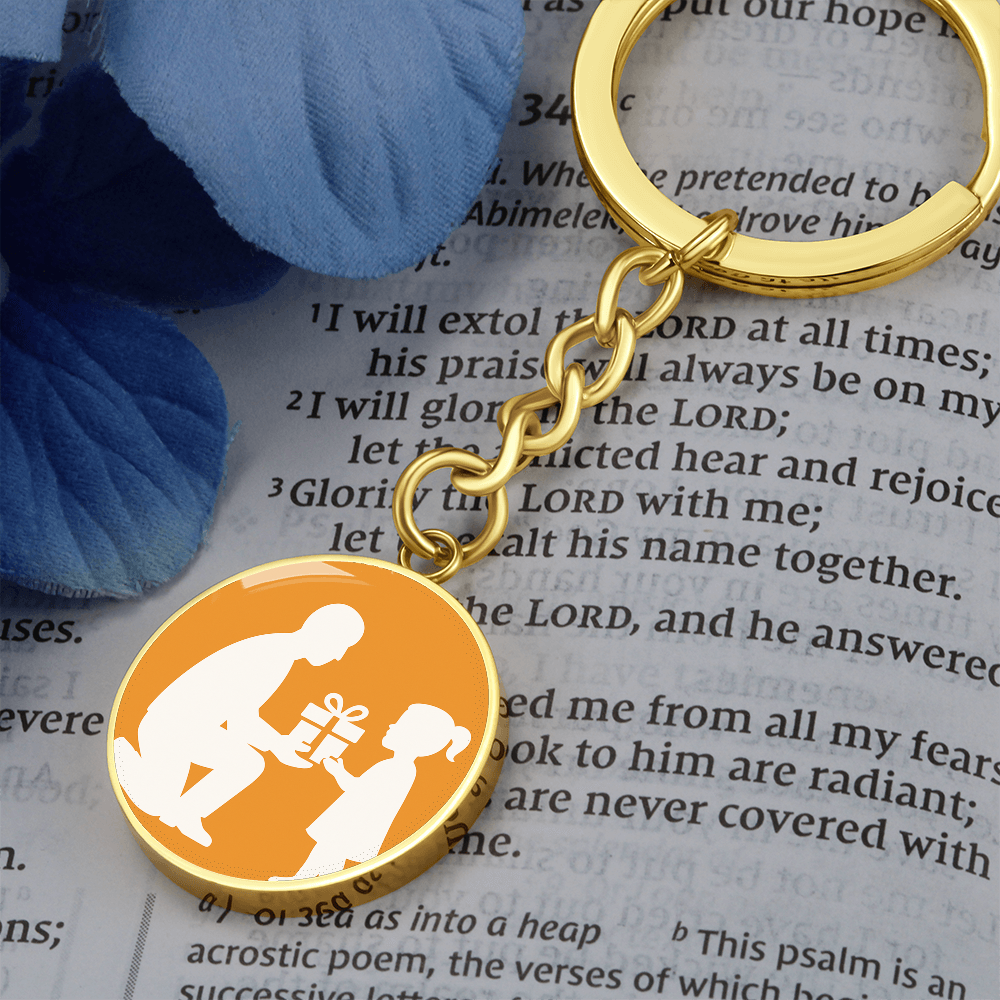 Personalized Graphic Circle Keychain Custom Engraved - Luxury Keychain (18K Yellow Gold Finish) / No - Jewelry