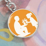 Personalized Graphic Circle Keychain Custom Engraved - Luxury Keychain (.316 Surgical Steel) / No - Jewelry