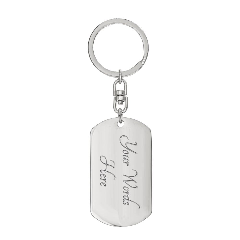 Personalized Graphic Dog Tag Keychain Custom Engraved Keepsake - Dog Tag with Swivel Keychain (Steel) / Yes - Jewelry
