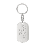 Personalized Graphic Dog Tag Keychain Custom Engraved Keepsake - Dog Tag with Swivel Keychain (Steel) / Yes - Jewelry