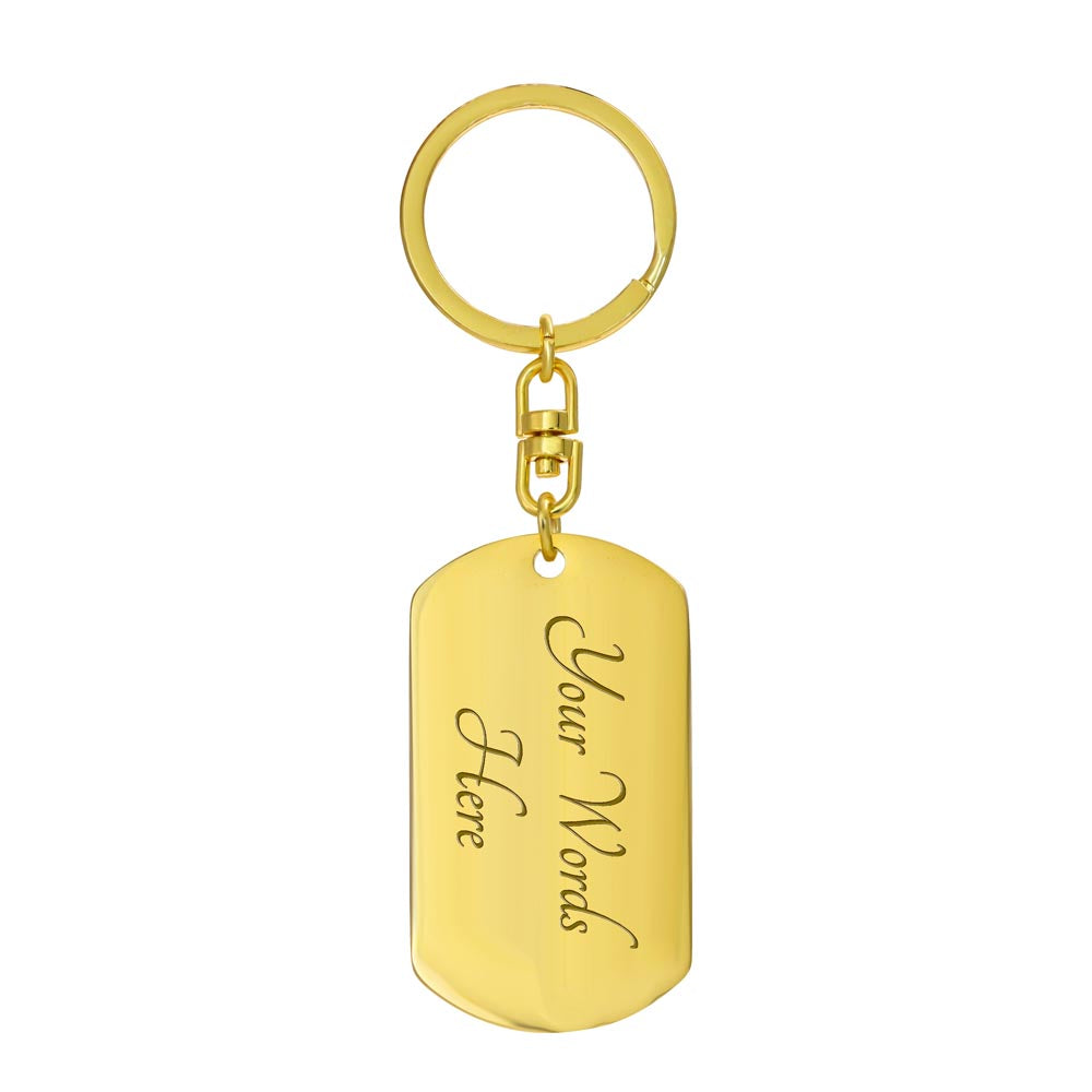 Personalized Graphic Dog Tag Keychain Custom Engraved Keepsake - Dog Tag with Swivel Keychain (Gold) / Yes - Jewelry