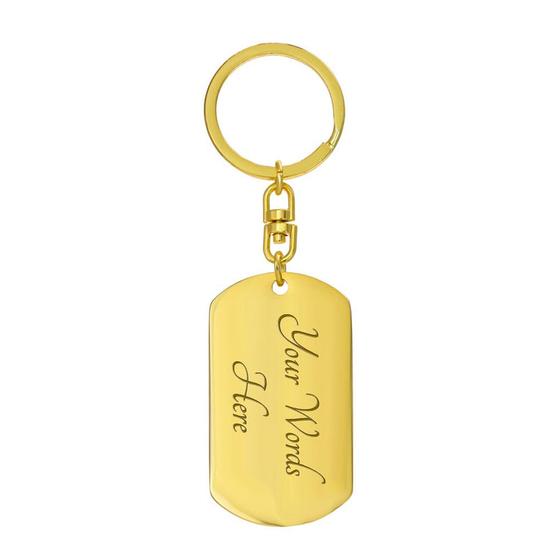 Personalized Graphic Dog Tag Keychain Custom Engraved Keepsake - Dog Tag with Swivel Keychain (Gold) / Yes - Jewelry
