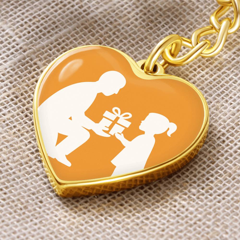 Personalized Graphic Heart Keychain Custom Engraved Keepsake - Graphic Heart Keychain (Gold) / No - Jewelry
