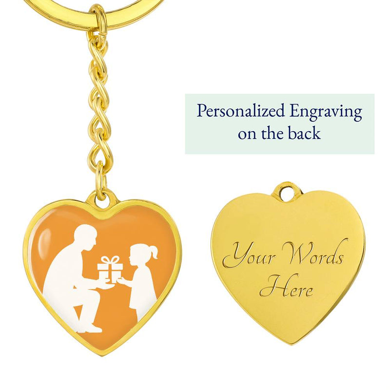 Personalized Graphic Heart Keychain Custom Engraved Keepsake - Graphic Heart Keychain (Gold) / Yes - Jewelry