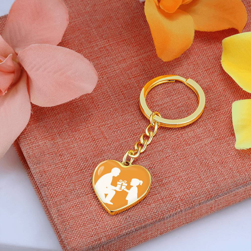 Personalized Graphic Heart Keychain Custom Engraved Keepsake - Jewelry