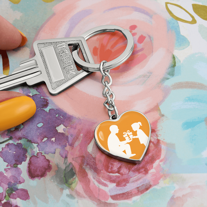 Personalized Graphic Heart Keychain Custom Engraved Keepsake - Jewelry