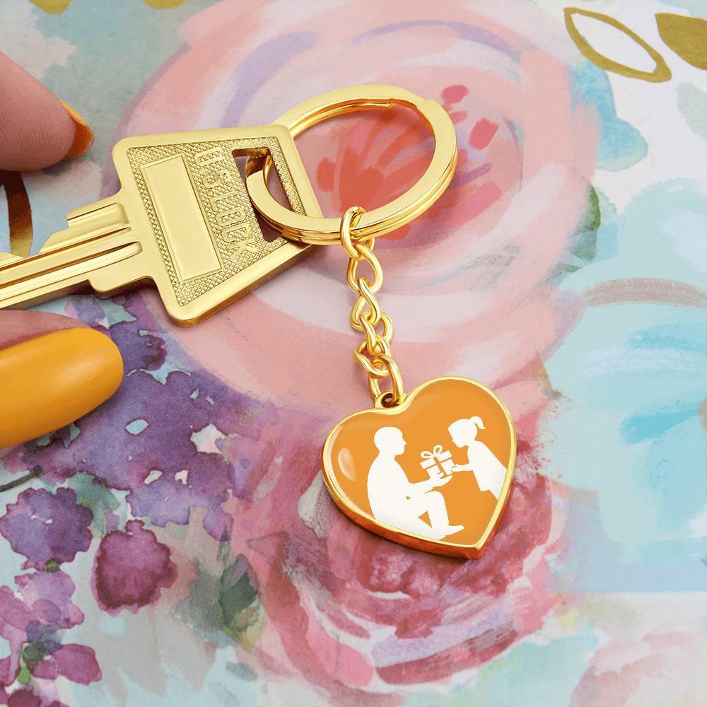 Personalized Graphic Heart Keychain Custom Engraved Keepsake - Jewelry